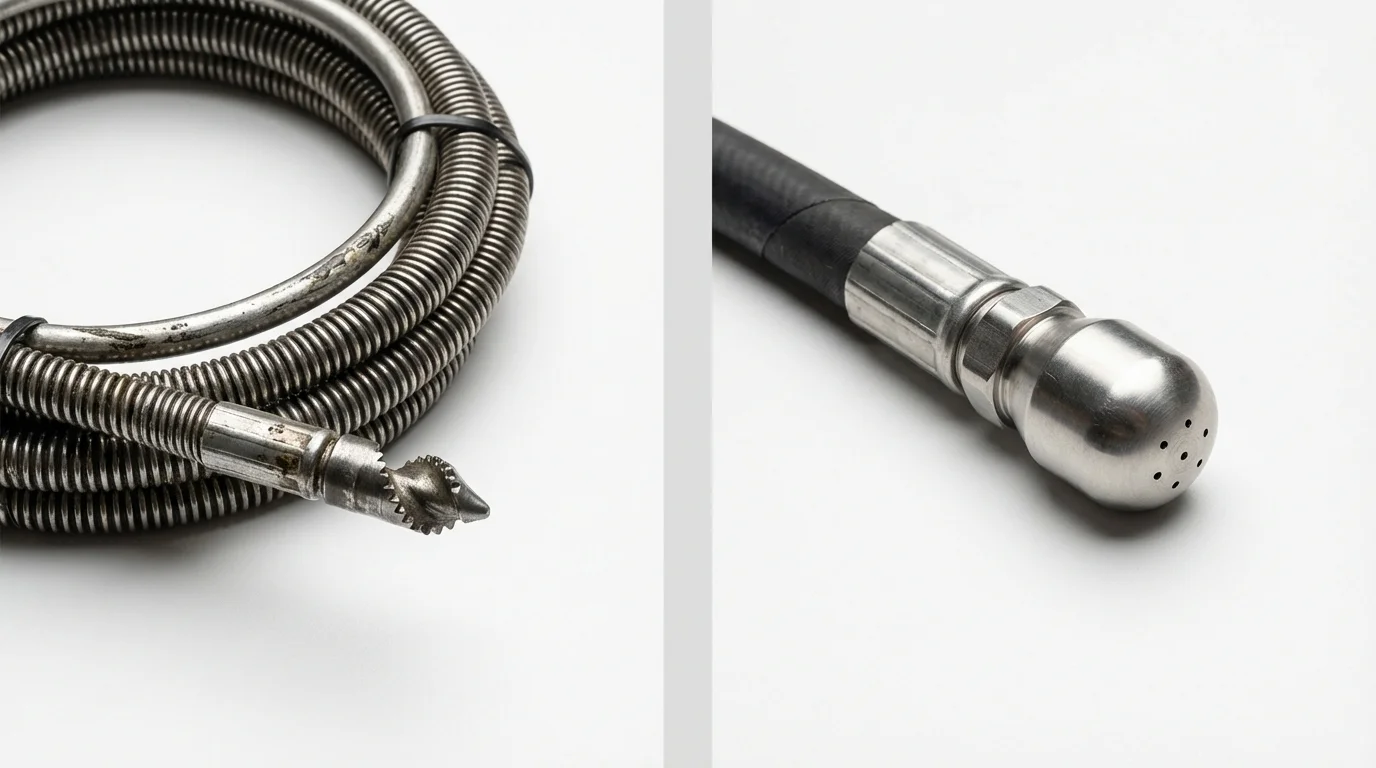 Drain snake cable and hydro jetting nozzle used for drain cleaning in Glenwood, IL